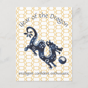 Chinees Nieuwjaar Dragon Zodiac Animal Minimal Feestdagenkaart