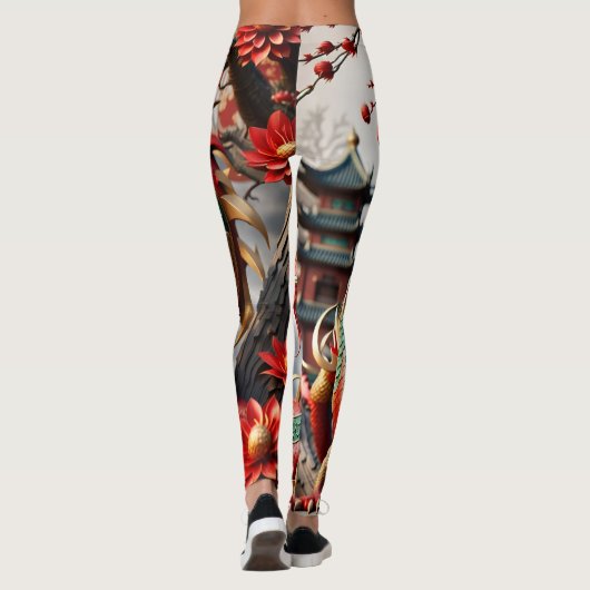 Chinees Nieuwjaar Dragon Zodiac Verjaardag Leg02 Leggings (Achterkant)