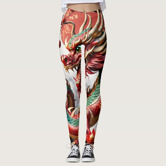 Chinees Nieuwjaar Dragon Zodiac Verjaardag Leg02 Leggings (Voorkant)