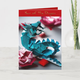 Chinees Nieuwjaar Dragon Zodiac Verjaardag Origami Feestdagen Kaart