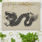 Chinees Nieuwjaar Dragon Zwart papier gesneden Zod Theedoek (Gevouwen)