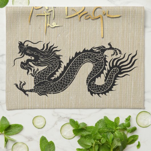 Chinees Nieuwjaar Dragon Zwart papier gesneden Zod Theedoek (Gevouwen)