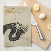 Chinees Nieuwjaar Dragon Zwart papier gesneden Zod Theedoek (Quarter Fold)