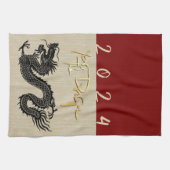 Chinees Nieuwjaar Dragon Zwart papier gesneden Zod Theedoek (Horizontaal)