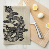 Chinees Nieuwjaar Dragon Zwart papier gesneden Zod Theedoek (Quarter Fold)