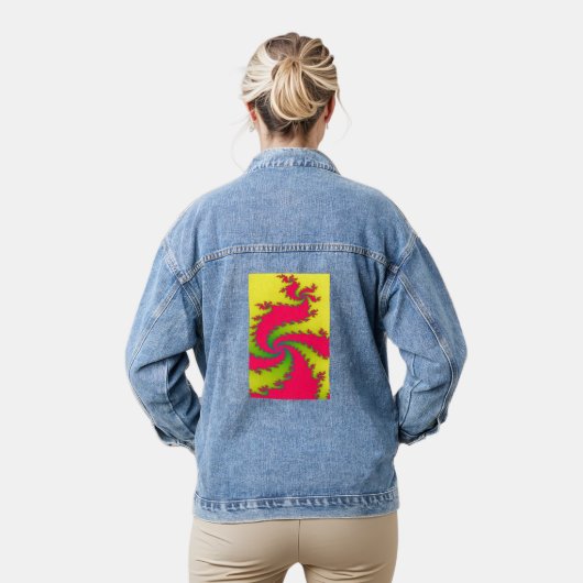 Chinees nieuwjaar drakenfractal denim jacket (Model)