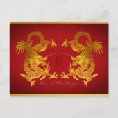 Chinees Nieuwjaar Dubbele Draak Verjaardag HPc Feestdagenkaart (Voorkant)