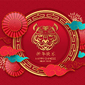 Chinees nieuwjaar feestdagenkaart