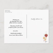 Chinees nieuwjaar| Festive Gold Lantern Greep Feestdagenkaart (Achterkant)