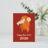 Chinees Nieuwjaar Fire Horse 2026 Zodiac Briefkaart (Staand voorkant)