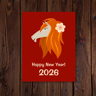 Chinees Nieuwjaar Fire Horse 2026 Zodiac Briefkaart