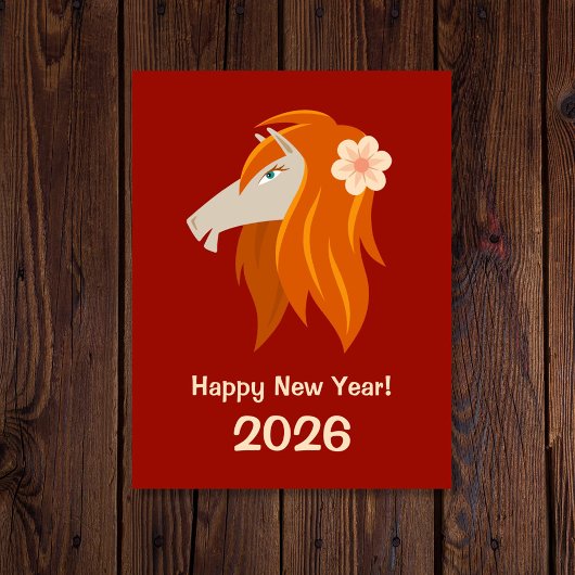 Chinees Nieuwjaar Fire Horse 2026 Zodiac Briefkaart