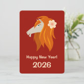 Chinees Nieuwjaar Fire Horse 2026 Zodiac Feestdagenkaart (Staand voorkant)