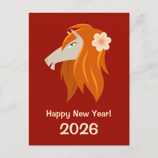 Chinees Nieuwjaar Fire Horse 2026 Zodiac Feestdagenkaart (Voorkant)