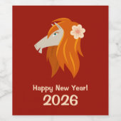 Chinees Nieuwjaar Fire Horse 2026 Zodiac Wijn Etiket (Enkel label)