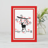 Chinees Nieuwjaar Geit en Boom Uitnodiging (Staand voorkant)