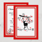 Chinees Nieuwjaar Geit en Boom Uitnodiging (Voorkant / Achterkant)