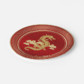Chinees Nieuwjaar Gold Dragon en Rode Folie Papieren Bordje (Gekanteld)