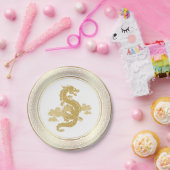 Chinees Nieuwjaar Gold Dragon Papieren Bordje (Feest)