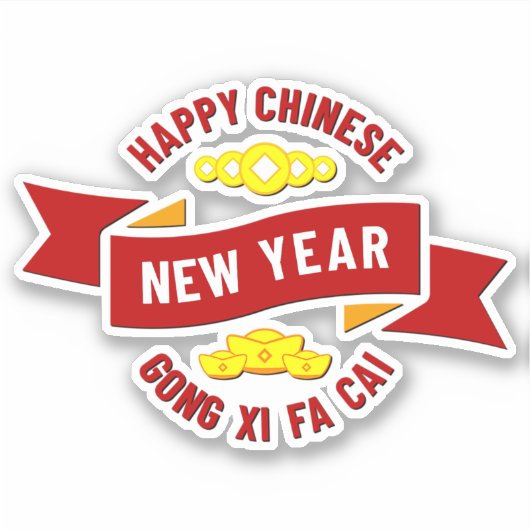 Chinees nieuwjaar Gong Xi Fa Cai - Wish Wealth Sticker (Voorkant)