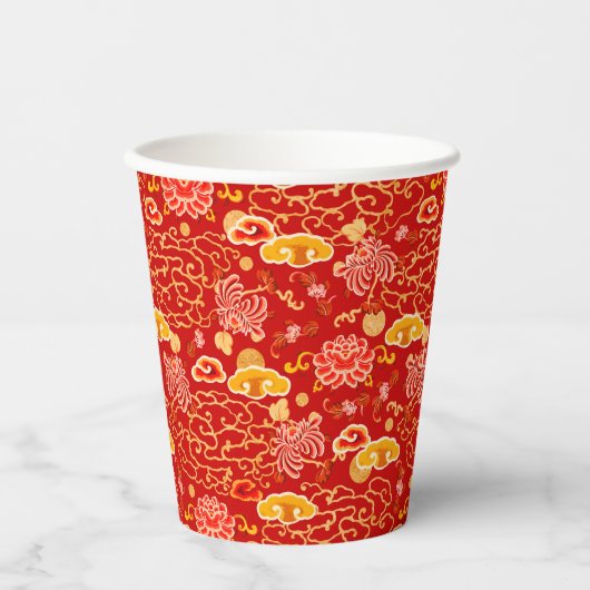 Chinees Nieuwjaar Goud Rood veelbelovende Cloud Fl Papieren Bekers (Voorkant)