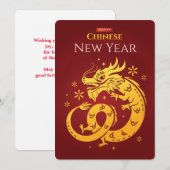Chinees Nieuwjaar Gouden Gekleurde Draak op Rood Kaart (Voorkant / Achterkant)