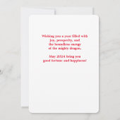 Chinees Nieuwjaar Gouden Gekleurde Draak op Rood Kaart (Achterkant)