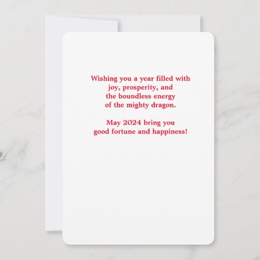 Chinees Nieuwjaar Gouden Gekleurde Draak op Rood Kaart (Achterkant)