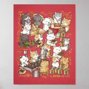 Chinees Nieuwjaar grillige kat maken Kuih Kapit Poster