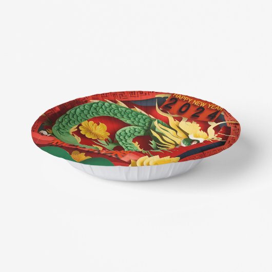 Chinees Nieuwjaar Groene Draak 2024 Origami PPB02 Papieren Kommen (Gebogen)