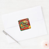 Chinees Nieuwjaar Groene Draak 2024 Origami SQs02 Vierkante Sticker (Envelop)
