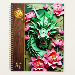 Chinees Nieuwjaar Groene Draak Origami Monogram LP Planner