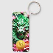 Chinees Nieuwjaar Groene Draak Origami Monogram Re Sleutelhanger (Achterkant)