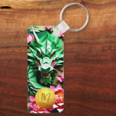 Chinees Nieuwjaar Groene Draak Origami Monogram Re Sleutelhanger (Achterkant)