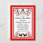 Chinees Nieuwjaar Haan en Boom Uitnodiging (Voorkant)