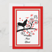 Chinees Nieuwjaar Haan en Boom Uitnodiging (Achterkant)