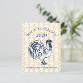 Chinees Nieuwjaar Haan Zodiac Dier Modern 2029 Feestdagenkaart (Staand voorkant)