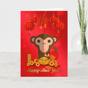 Chinees Nieuwjaar, het jaar van de aap Feestdagen Kaart
