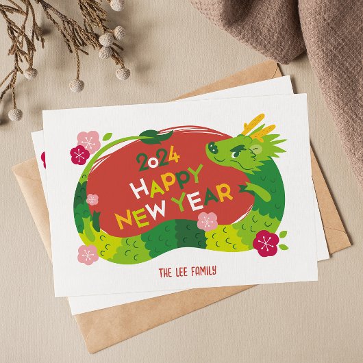 Chinees Nieuwjaar - Jaar van de Draak 2024 Feestdagenkaart