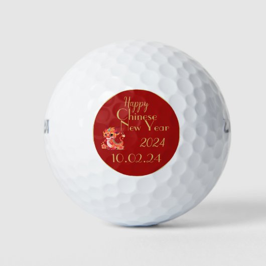 Chinees nieuwjaar, jaar van de draak, rood en goud golfballen (Voorkant)