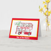 Chinees Nieuwjaar jaar van de konijn bus kaart (Gele Bloem)