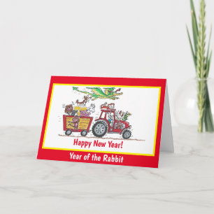 Chinees Nieuwjaar Jaar van de Konijn Tractor Kaart