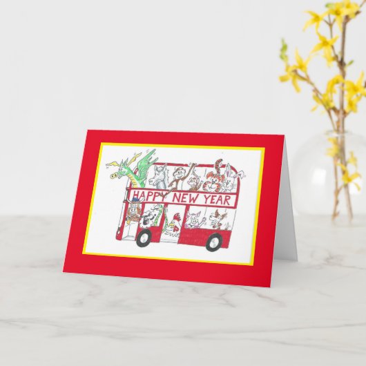 Chinees Nieuwjaar - Jaar van de Os - Rode Rand Kaart (Gele Bloem)