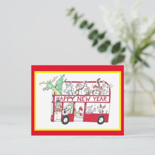 Chinees nieuwjaar - Jaar van de Ox (rood) Briefkaart (Staand voorkant)