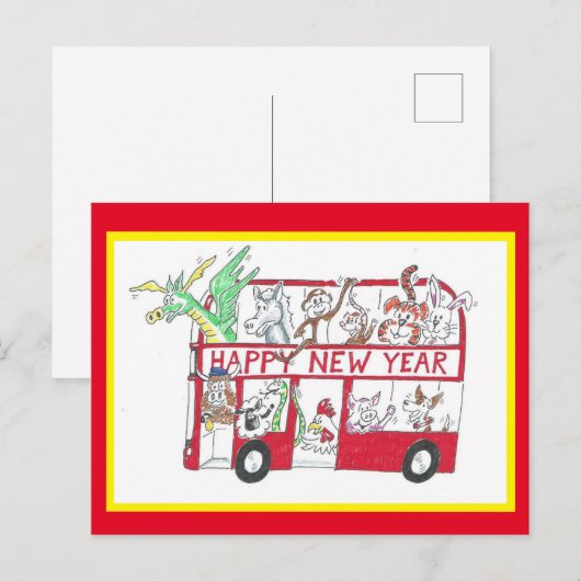 Chinees nieuwjaar - Jaar van de Ox (rood) Briefkaart (Voorkant / Achterkant)