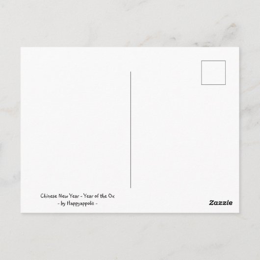 Chinees nieuwjaar - Jaar van de Ox (rood) Briefkaart (Achterkant)