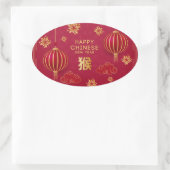Chinees Nieuwjaar jaar van de Tijger ovale sticker (Tas)