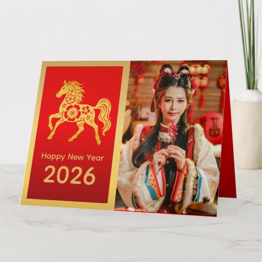 Chinees Nieuwjaar - Jaar van het Paard 2026 Kaart (Voorkant)