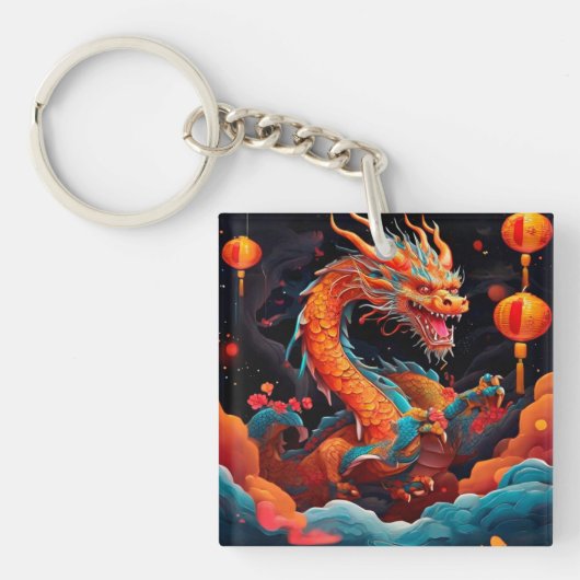 Chinees Nieuwjaar kleurrijke draak Sleutelhanger (voorkant)