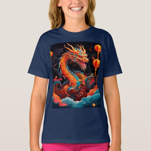 Chinees Nieuwjaar kleurrijke draak T-shirt (Voorkant)